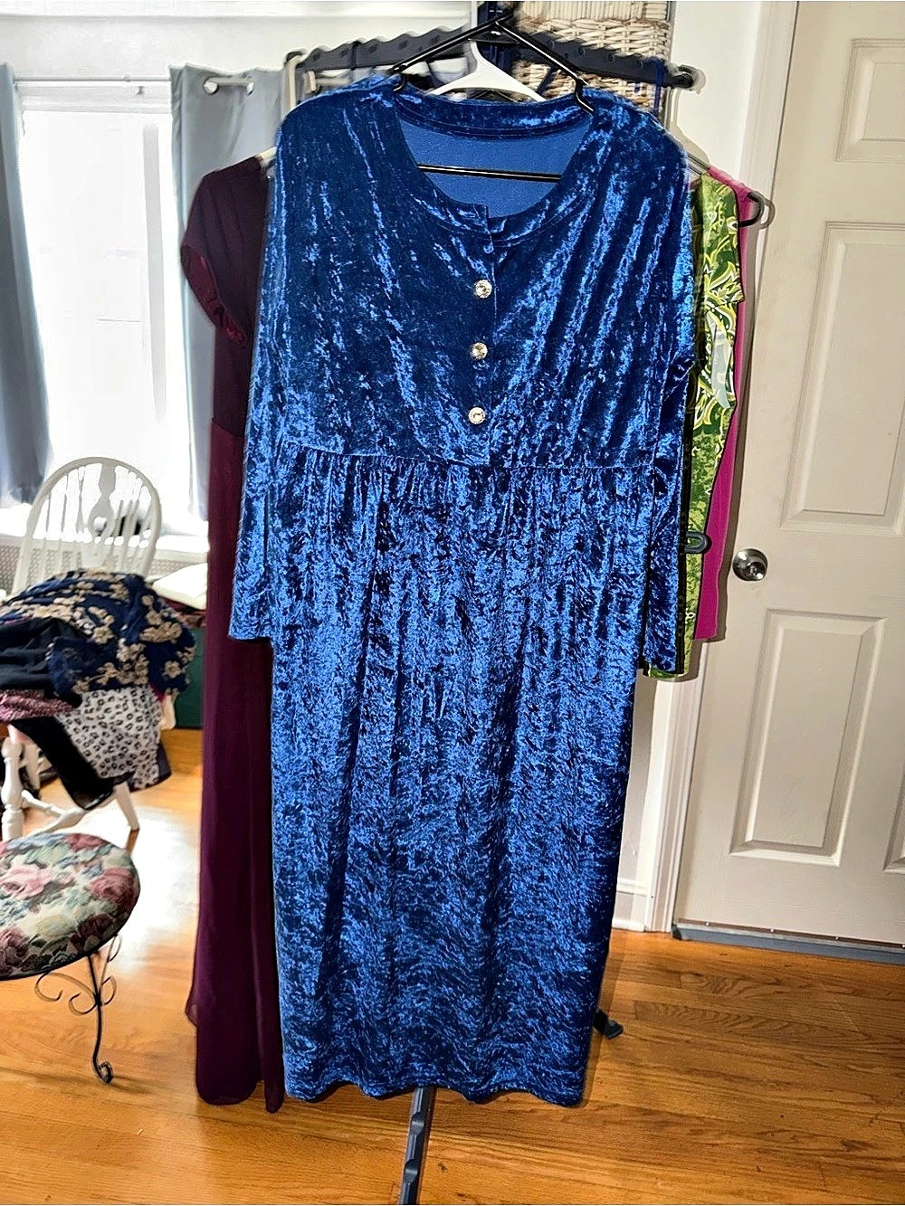 Blue Velvet Maxi Dress XL